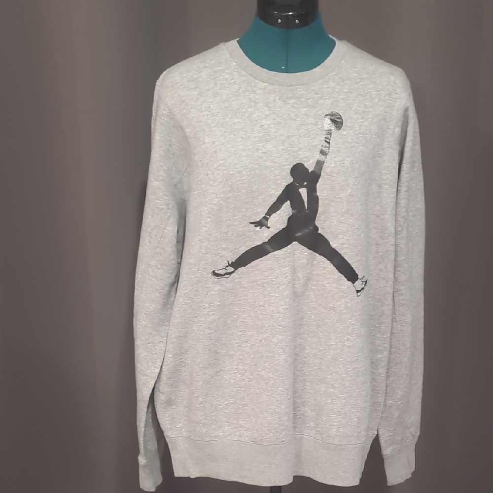 Jordan Light Gray Tuxedo Crewneck Men's Sweater